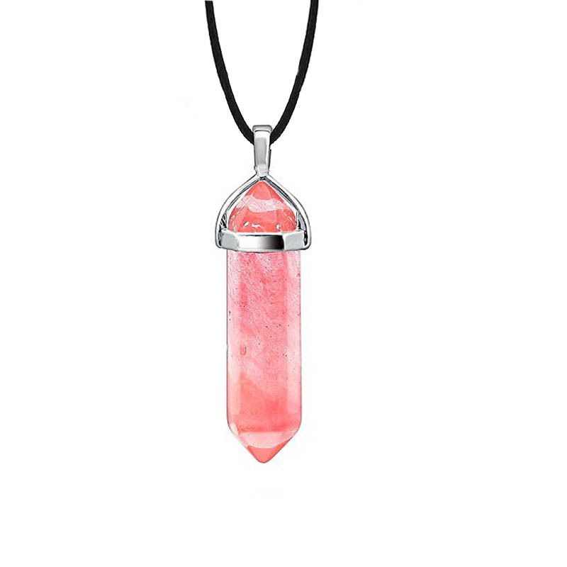 Double-Terminated Hexagonal Crystal Pendant Necklace - Natural Quartz Point For Energy Healing & Spiritual Balance_voghion.com