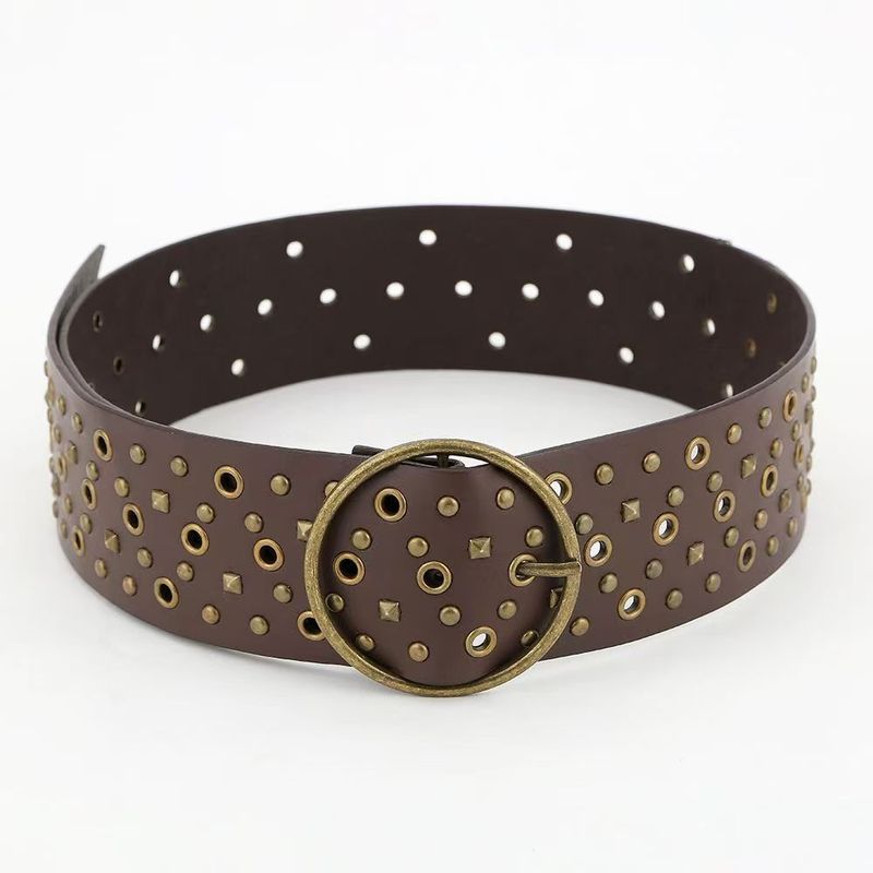 Leder Geometrische Niete Übertriebene Kette Elegante High-End-Mode Vielseitiges Taillenaccessoire Design Sinn Nische_voghion.com