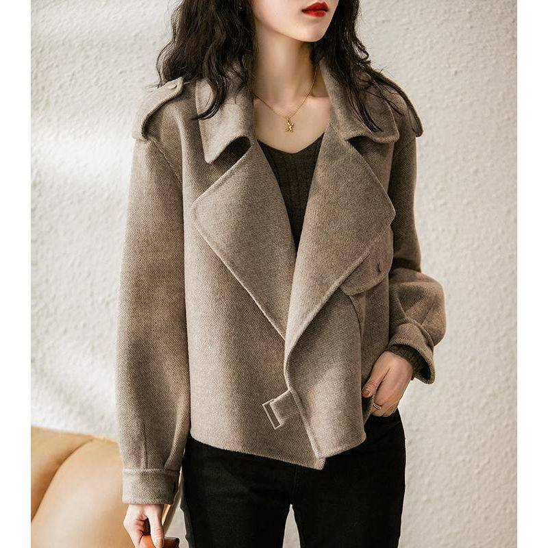 Hepburn New Woolen Suit For Women British Style Autumn Winter Petite Chic Versatile Loose French Short Coat_voghion.com