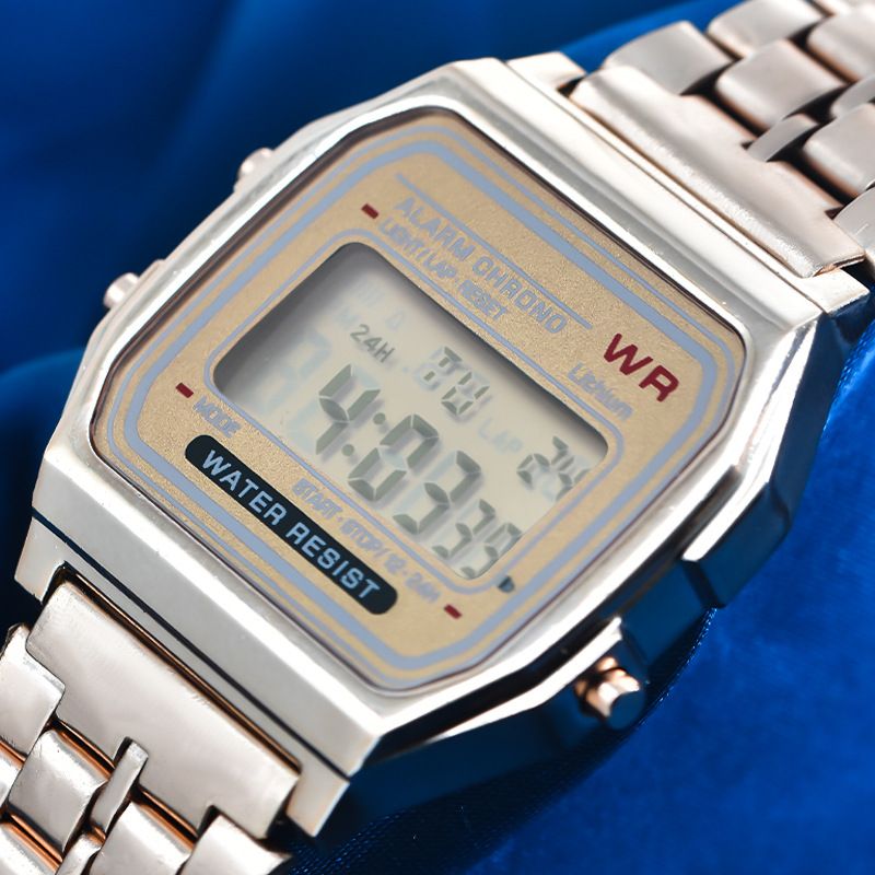 Stalen band horloge Dameshorloge Heren zakelijk horloge Multifunctioneel Led digitaal sporthorloge Elektronische klok_voghion.com