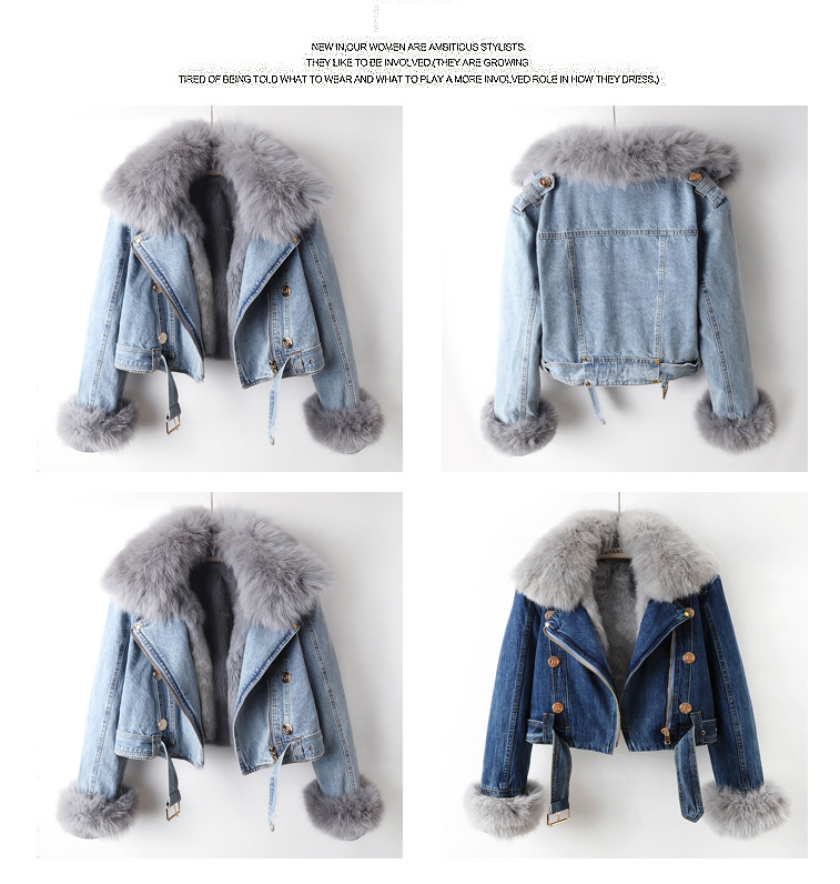 Damenbekleidung Wintermode Pelzkragen Kaninchenfellfutter Verdickter warmer Mantel Damen Kurzjacke Top Trend_voghion.com