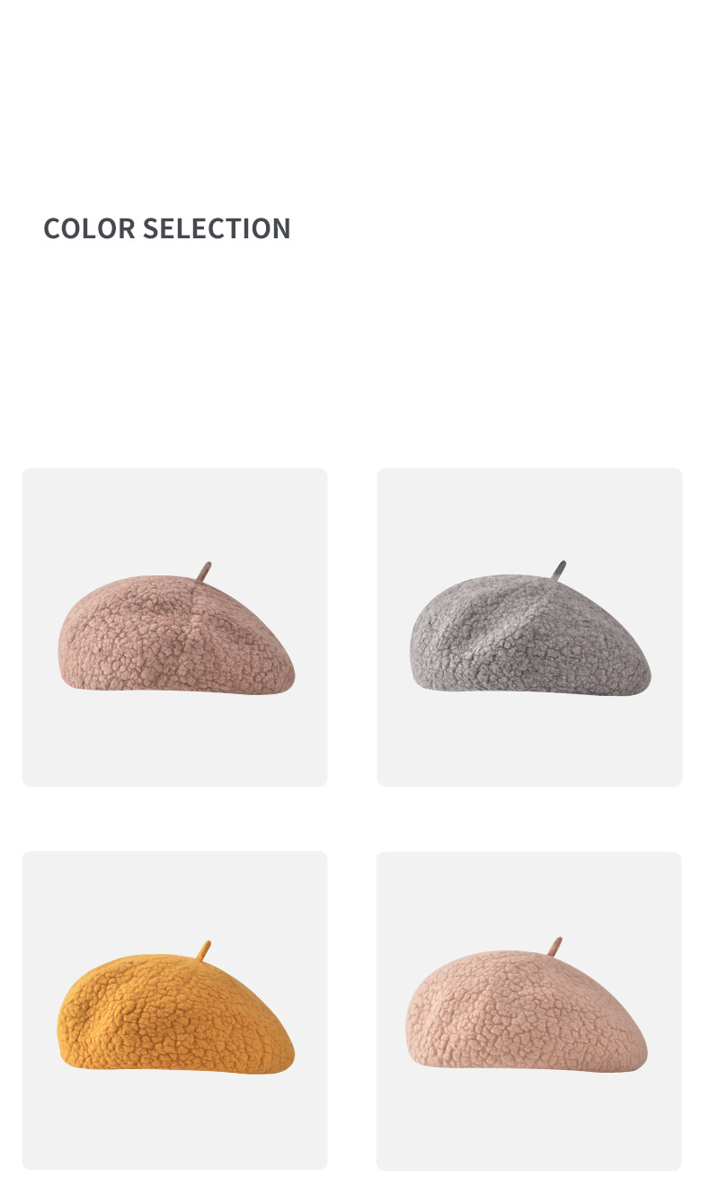 Unisex Wool beret Ladies winter Beanie pellet beret Painter cap Mushroom cap_voghion.com