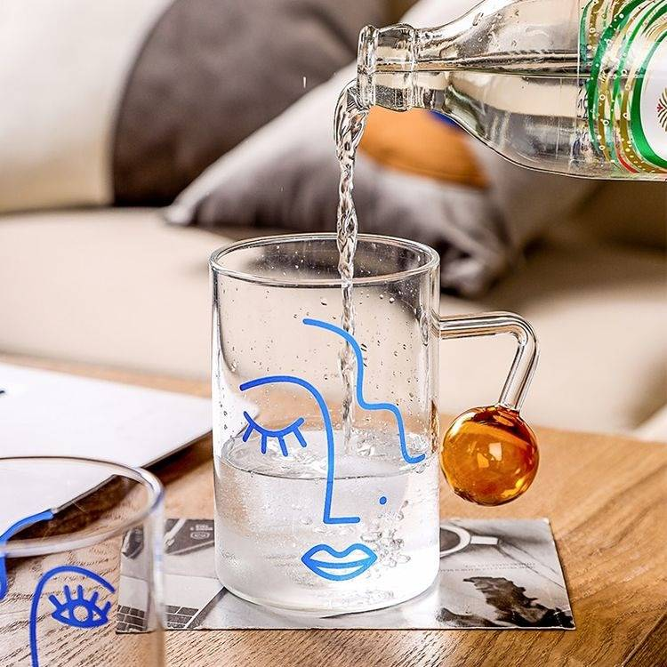 280/400ml Portrait Pattern Glass Mug Creative Handgrip Mugs For Milk Coffee Beer Water Home Office Teacup Cups Couple_voghion.com