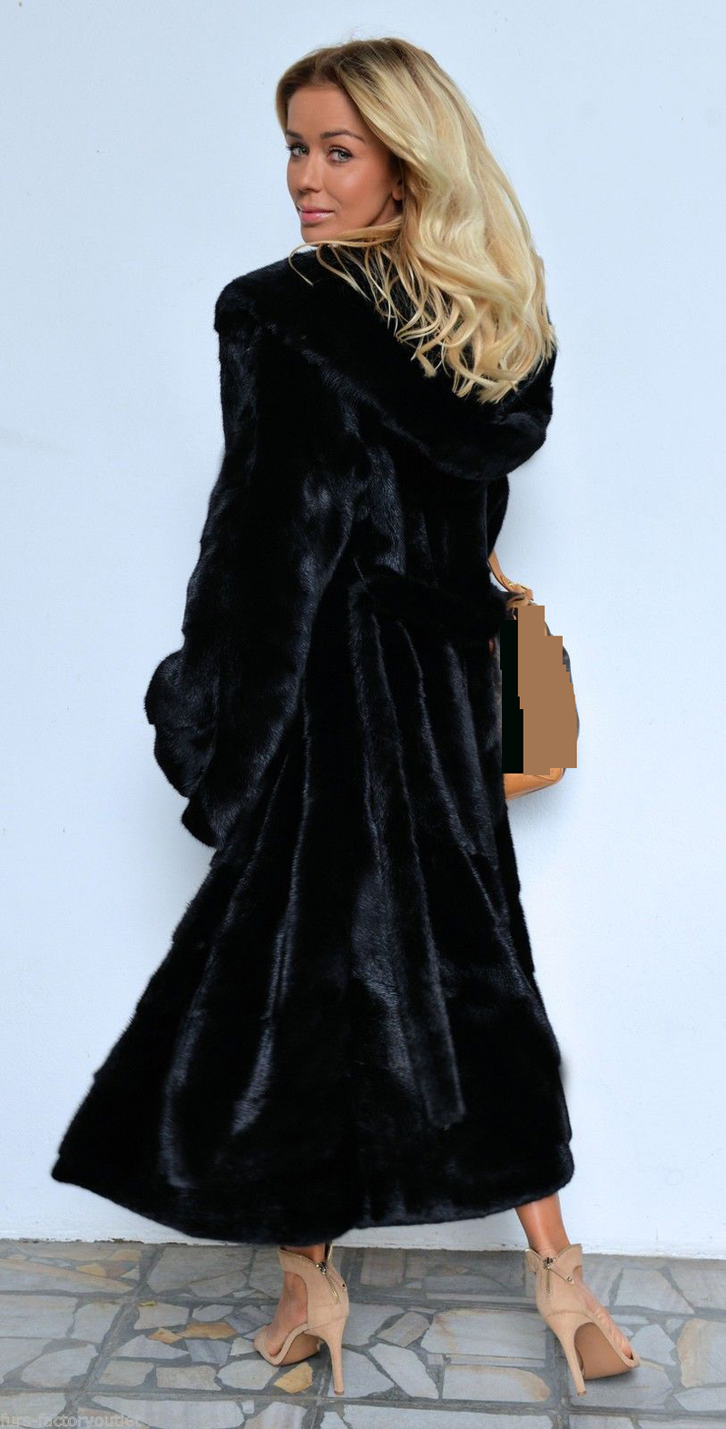 Damenbekleidung Damen großer langer Mantel mit Rock Pelzmantel_voghion.com