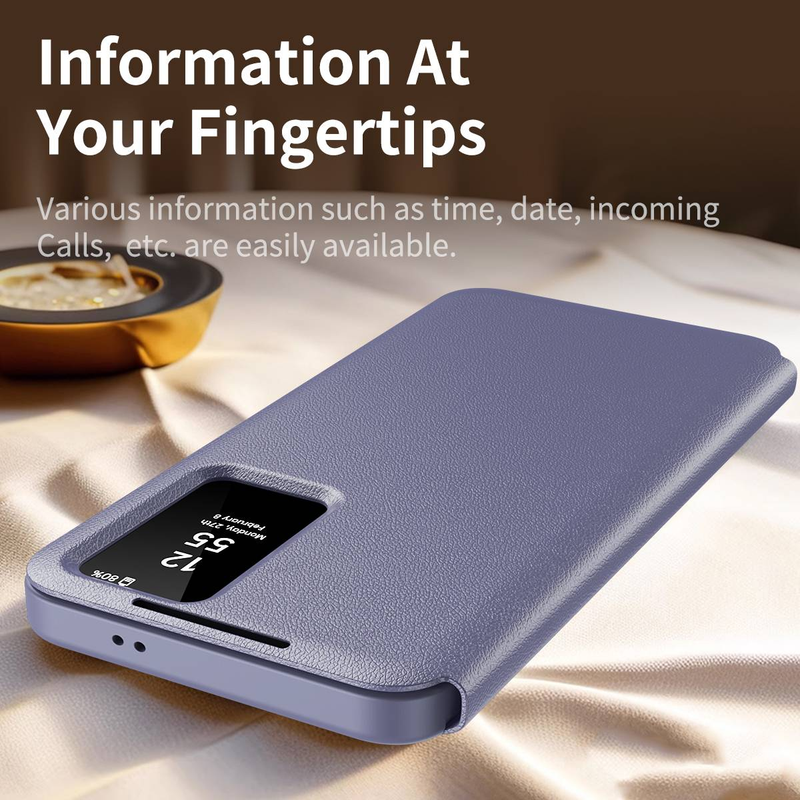 Pametni usnjen ovitek za telefon z okencem za Samsung Galaxy S22 S23 S24 S25 Plus S22Ultra S23Ultra S24Ultra S25Ultra, odporen proti udarcem in režo za kartico_voghion.com