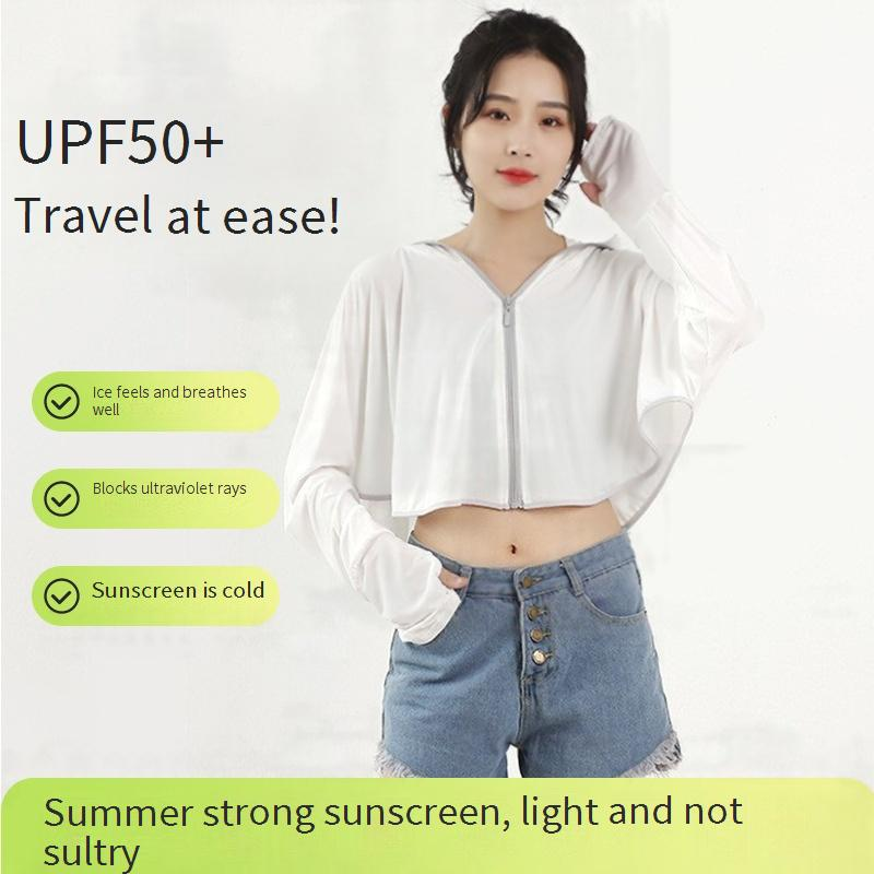 Sonnencape aus Eisseide mit UPF50+ und Kapuze – leichtes und atmungsaktives UV-Schutz-Coverup (übergroße Kapuze, lockere Passform)_voghion.com