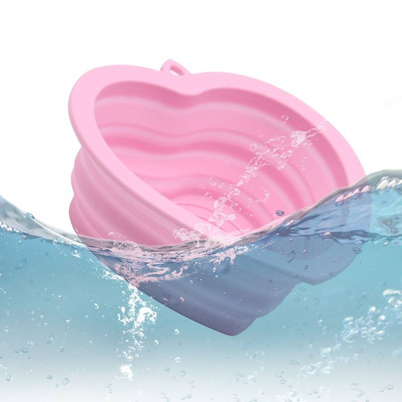 Foldable Heart Shaped Cute Dog Bowl Cat Bowl_voghion.com
