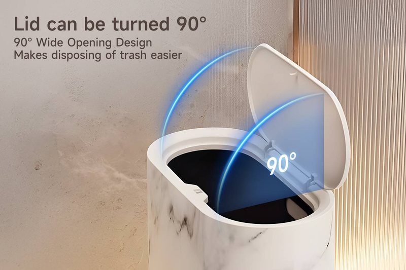 1 Set 3.7 Gallon Double Barrel Trash Can: Marble & Wood Grain, Odor-resistant, Push-lid With Handle, Multi-color, Fits Home/office._voghion.com