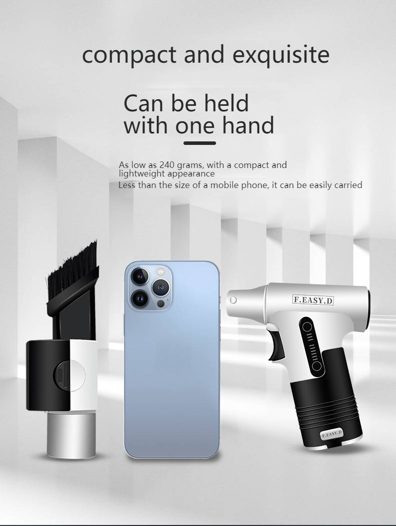 13W RPM Powerful Cordless Handheld Blower & Vacuum, 1800Pa Suction, 5V Rechargeable, Mini Turbo Fan For Car & Home Cleaning_voghion.com