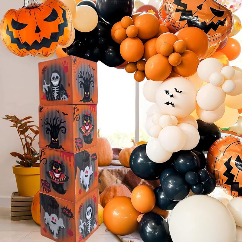 Halloween Ghost Festival Bloody Halloween Party Decoration Pumpkin Pattern Cardboard Box - Orange Ghost Box_voghion.com