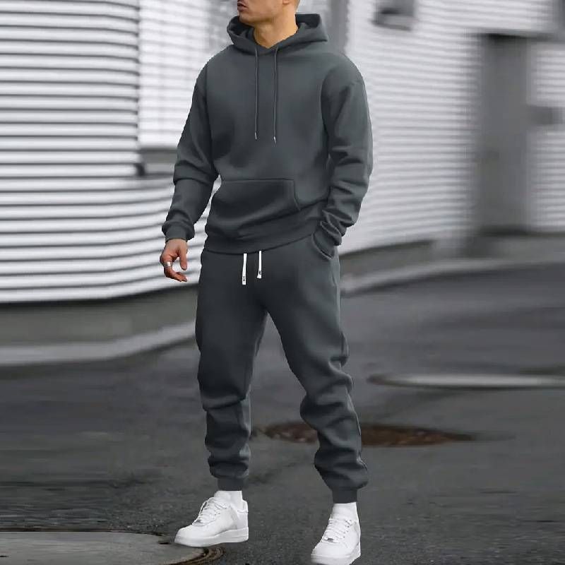 Men's Casual Sportswear Set - Breathable Hoodie & Elastic Waist Joggers For All-Day Comfort (Multiple Colors)_voghion.com