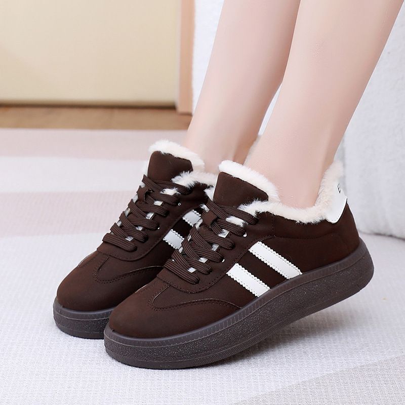 Women's 2025. Winter New Style Fleece And Thickened Front Lace-up German Training Shoes Bread Shoes_voghion.com