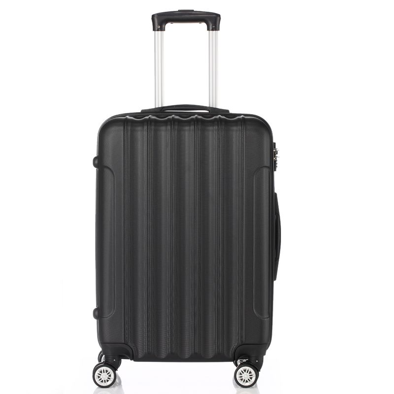 3 Pcs Suitcase Lightweight ABS Carry-on Hand Luggage 4 Spinner Wheels Trolley Case, Black_voghion.com