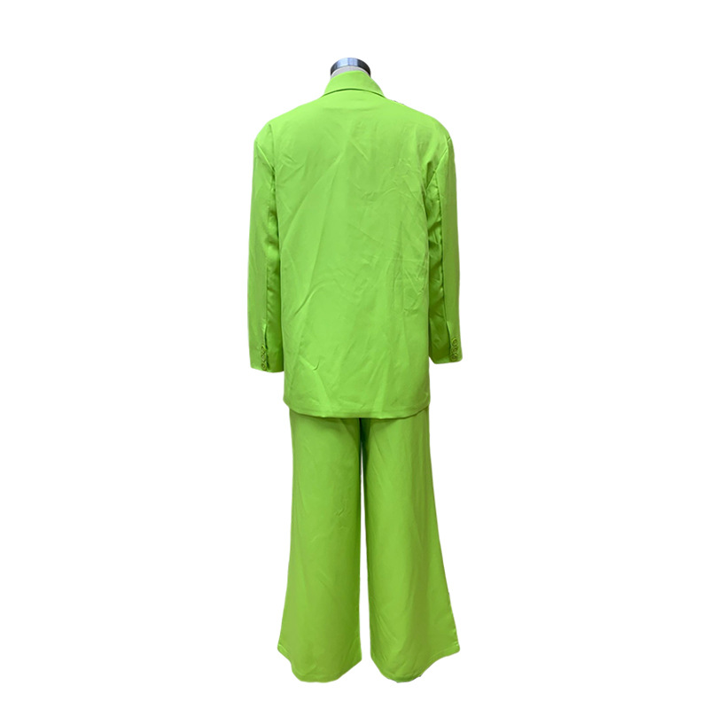 Kadın Moda Mizaç Uzun kollu Blazer Rahat Pantolon Takım Elbise Üç Parçalı Set_voghion.com