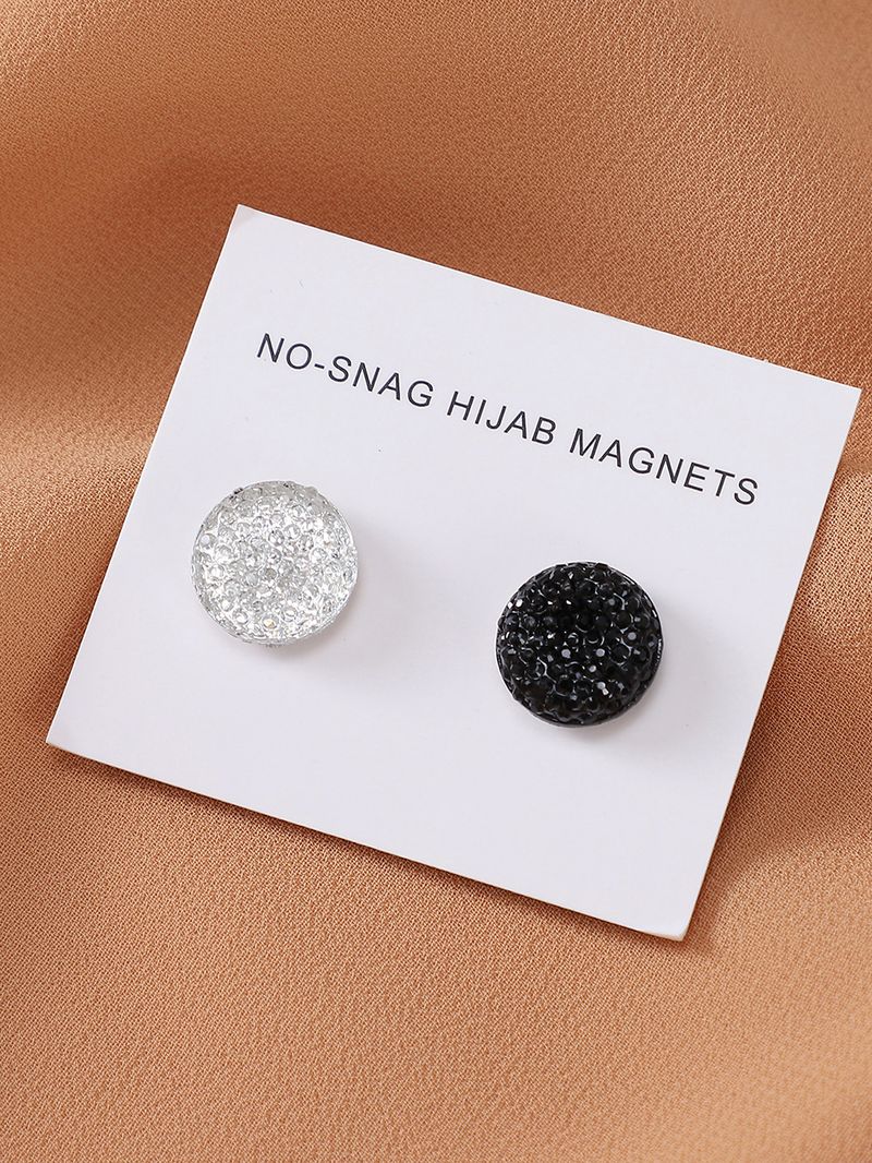 Elegant Resin Magnetic Hijab Pin With Rhinestones - Secure & Stylish Headscarf Accessory For Women (Set Of 2)_voghion.com