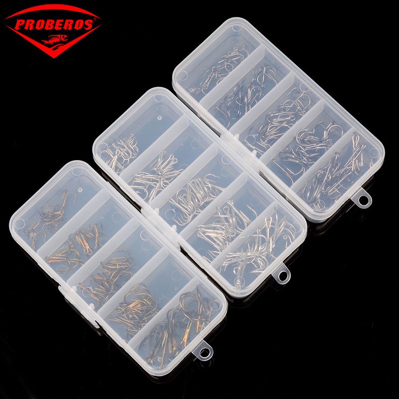 PRO BEROS Three Lure Fishing Hooks Hair Tying 5 Specifications 2/4/6/8/10#Mixed Pack Of 50 Pieces In A Box_voghion.com
