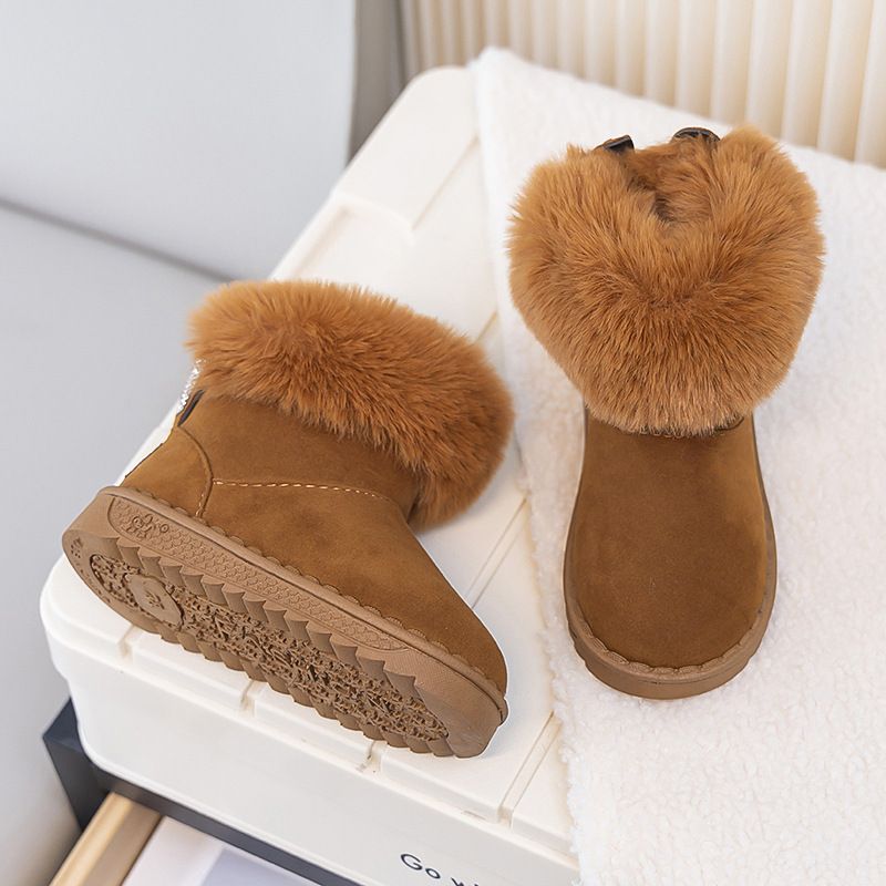 Stivali da neve per bambine e ragazze in pelle di pecora con orecchie di coniglio, invernali, slip-on, antifreddo, in cotone con fodera in pile, extra spessi_voghion.com