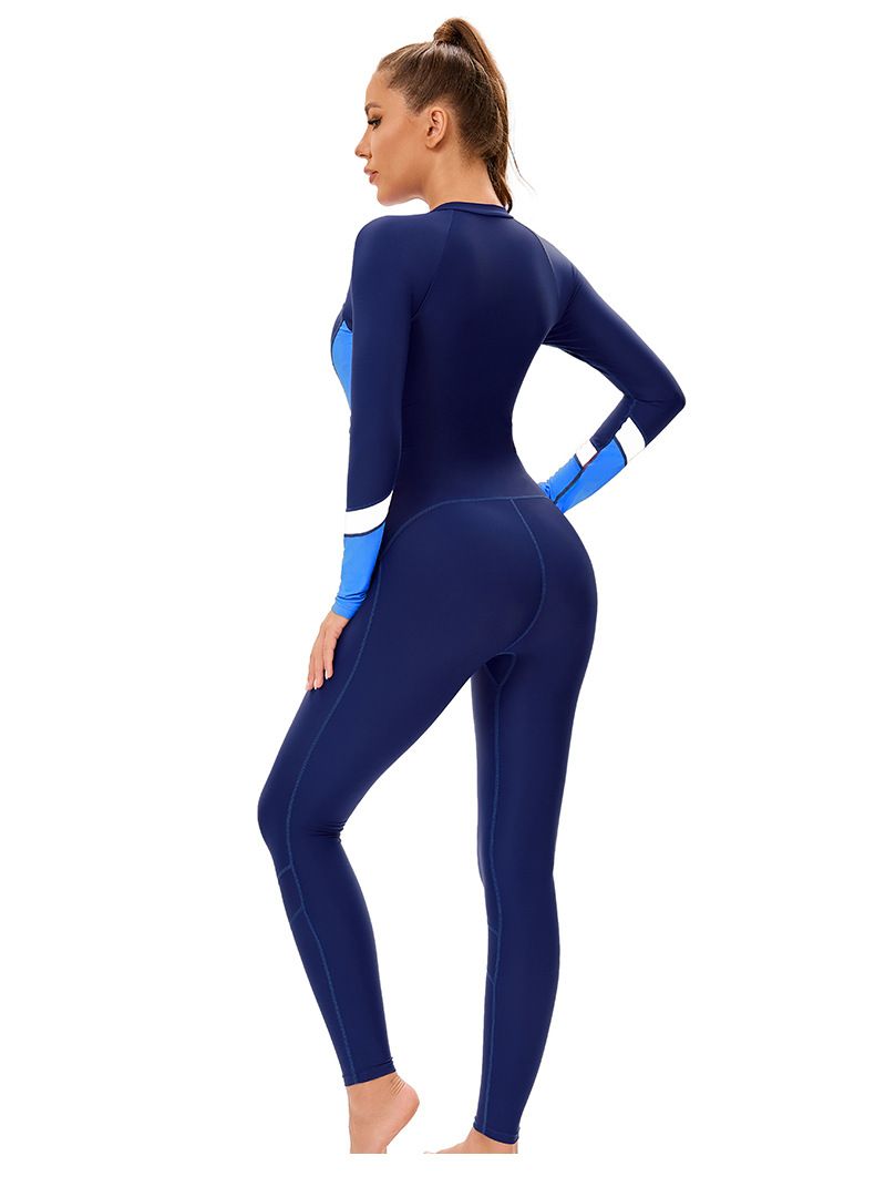 Women's Clothing Muslim New Color Matching Conservative Women's One Piece Swimsuit Long Sleeved Full Surround Sun Proof Tight Swimsuit_voghion.com