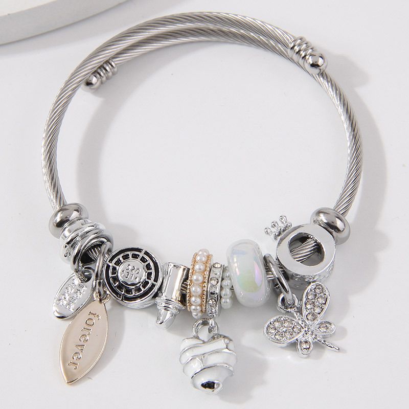 Fashionable And Simple Pan's Versatile Heart Dragonfly Multi-Element Pendant Bracelet For Women_voghion.com