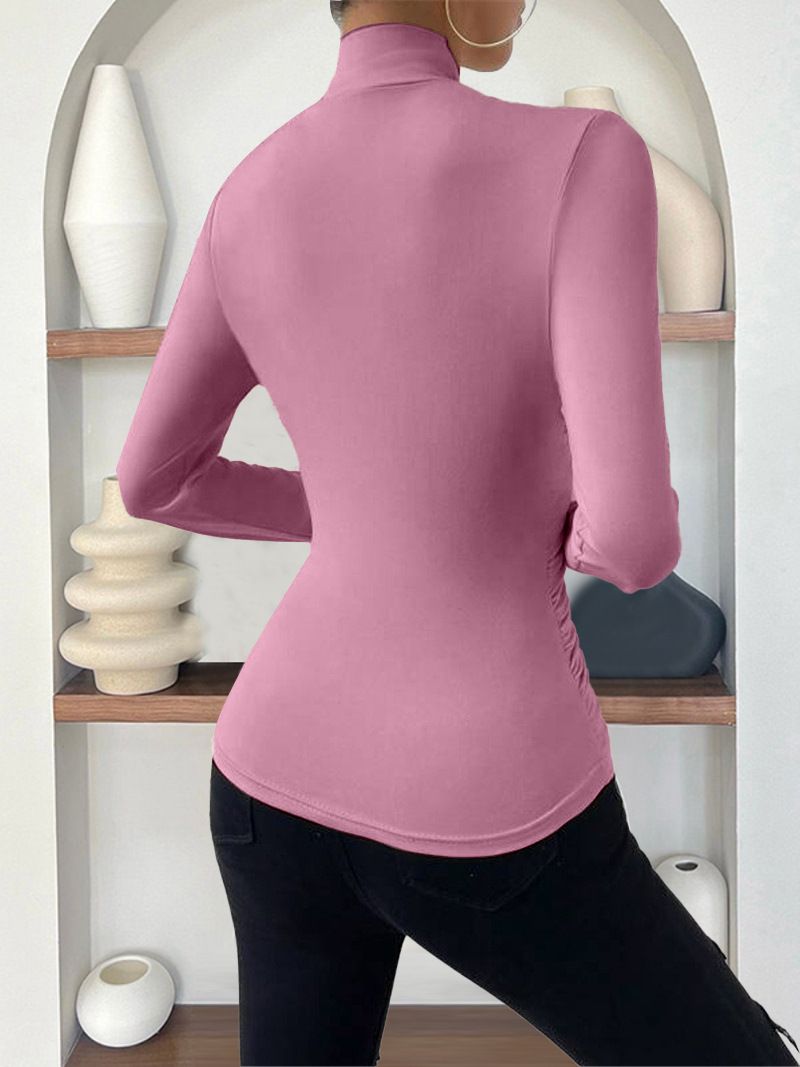 Evropský a americký přeshraniční svetr Podzimní a zimní nový design Sense Cross Colour s dlouhým rukávem Slim All Match Jednobarevné skládané tričko_voghion.com