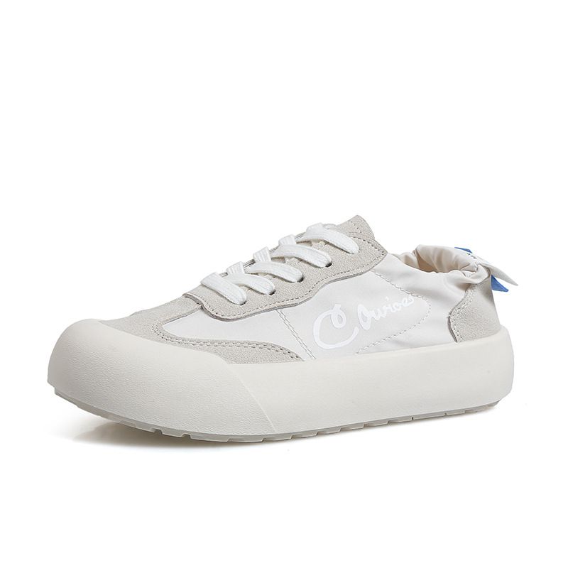 Kleine witte dames zomer ijs zijde canvas gezicht ademend vrijetijdsschoenen grote kop veter platte onderkant sport jeugd student_voghion.com