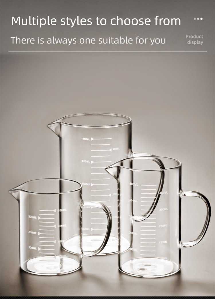 Tazza graduata per latte, acqua, farina d'avena, per bambini, adatta al microonde, per la misurazione in vetro borosilicato ad alta densità_voghion.com