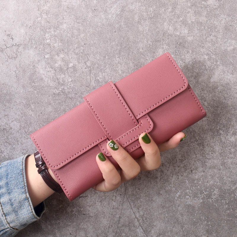 New Women's Long Wallet Tri-Fold Clutch Multi-Functional Pu Bag Korean Simple Fashion Wallet_voghion.com