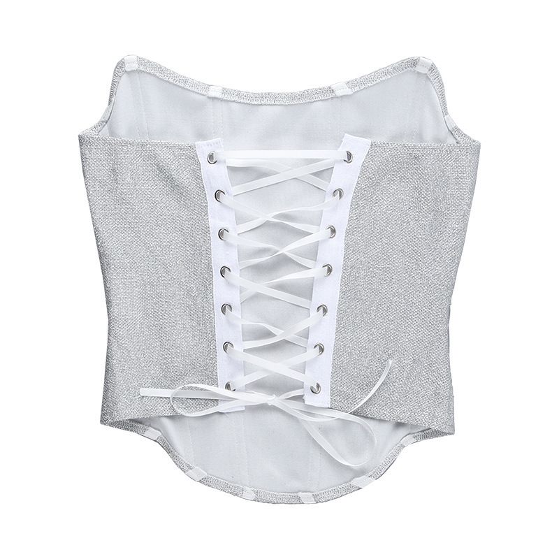 Women's fashion temperament sparkly fishbone waist vest_voghion.com