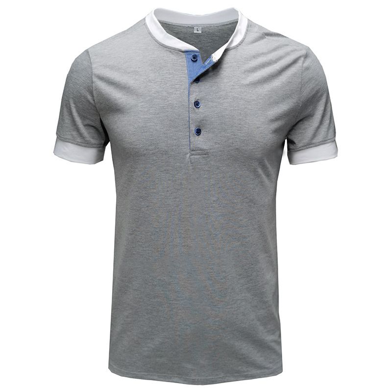 Unbeatable Quality 2025 Summer Clothing Short Sleeved Large Men's Henry T-shirt Top_voghion.com