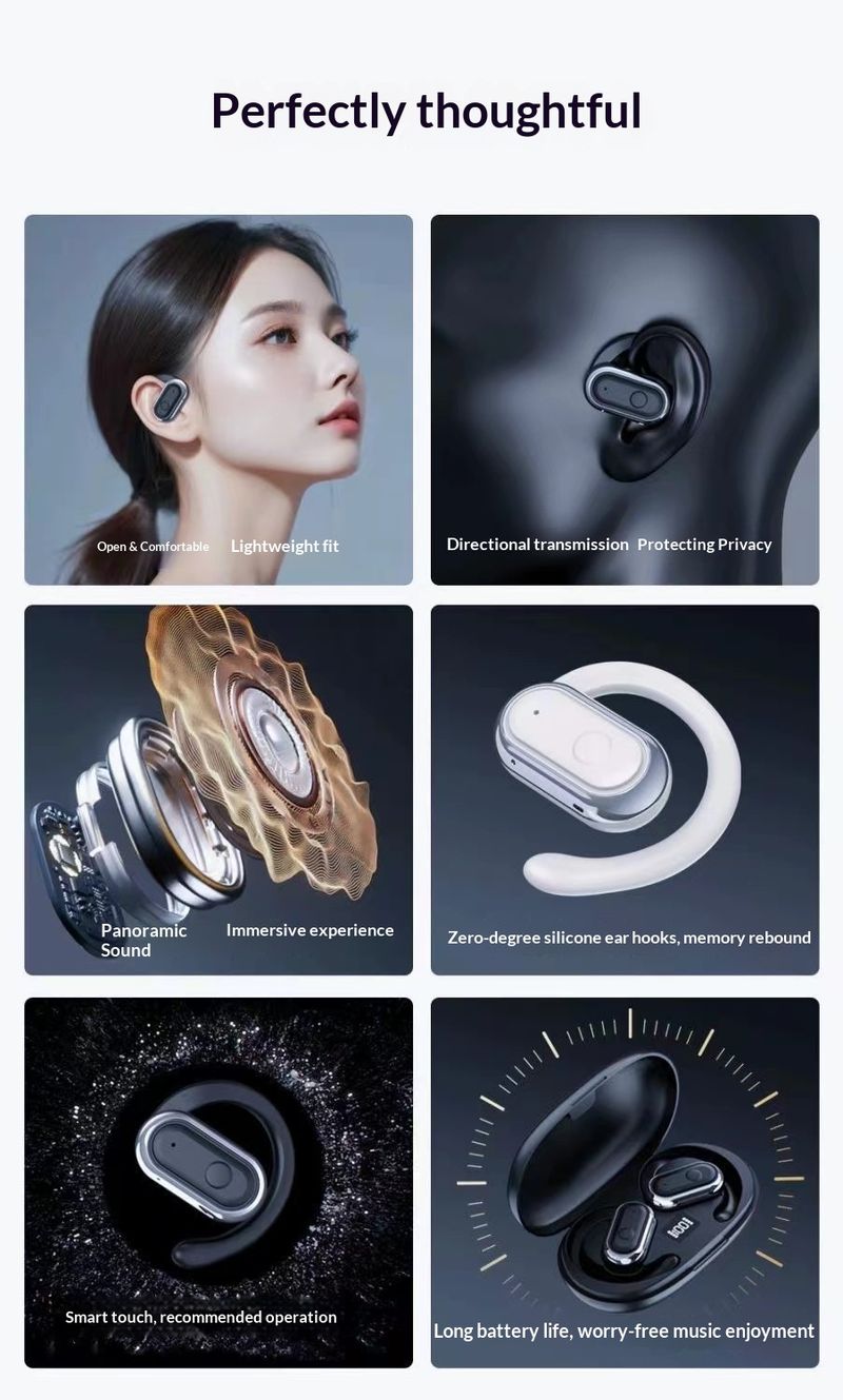 NeoGear True Wireless Bluetooth-Ohrhörer OWS Over-Ear (nicht im Ohr) mit intelligenter Touch-Steuerung, ultraleicht, für zwei Ohrhörer, IPX7 wasserdicht_voghion.com