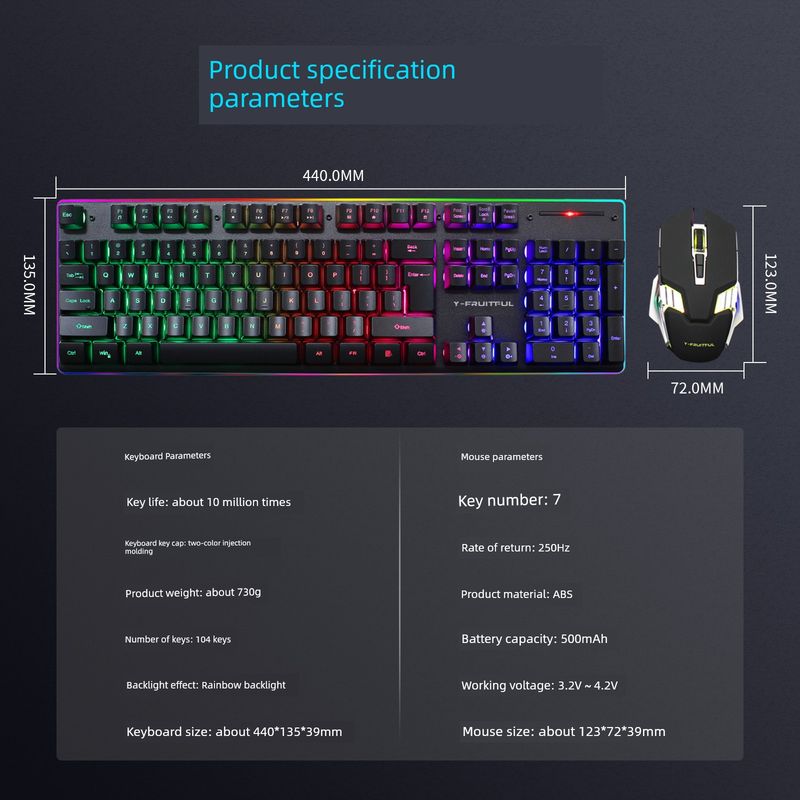 Yunguoguo Km99 Office Gaming i bezprzewodowa klawiatura z podświetleniem do ładowania dla graczy Myszka_voghion.com