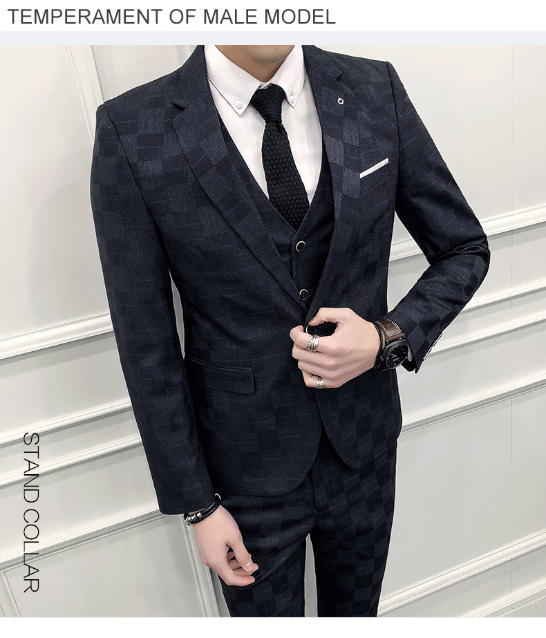 Men's Clothing 2024 New Men's Three-Piece Plaid Suit Men's Suit Plaid Suit Suit Men's Suit Three-Piece Suit_voghion.com