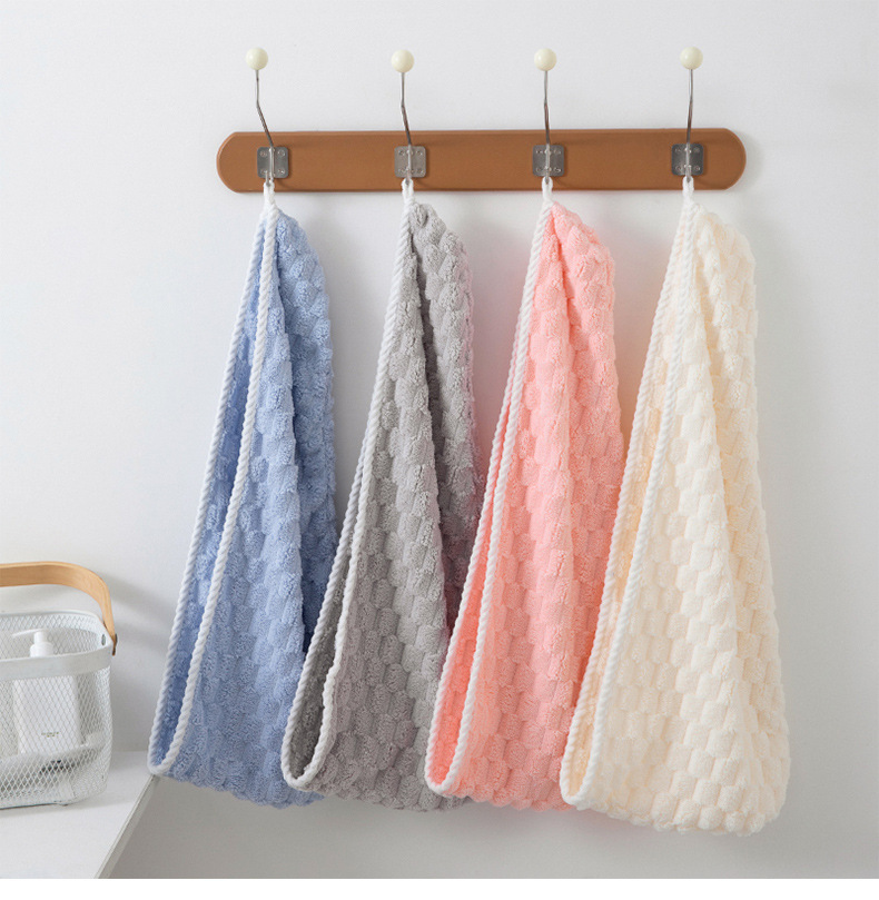 Serviette de bain à grille nuage, serviette de bain domestique, bonnet de séchage des cheveux, absorbant, séchage rapide, tortue dorée, velours, serviette épaisse et douce, non pelucheuse_voghion.com