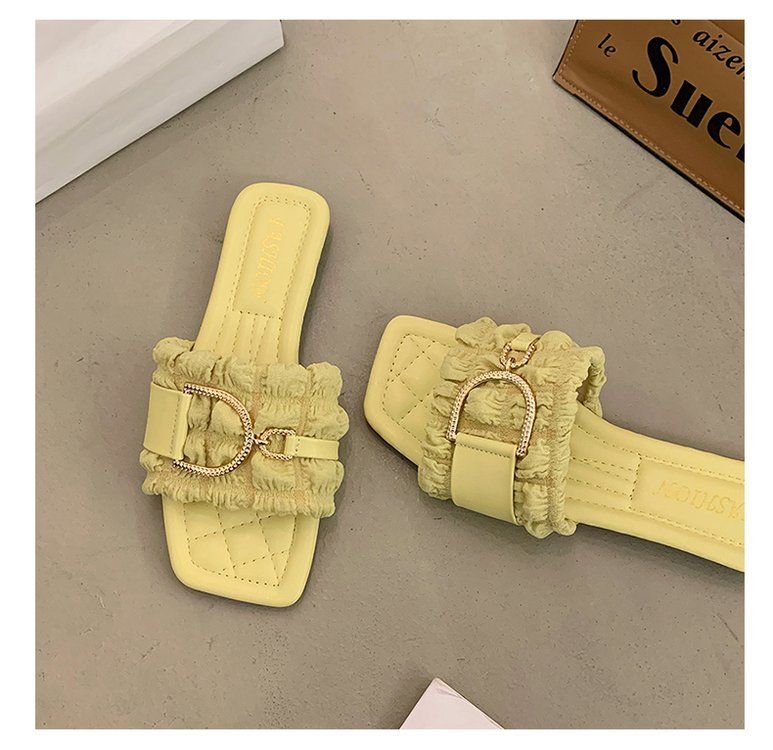 Lyxiga pärlsandaler för kvinnor - Eleganta platta sommarsandaler Halkfria Bekväma tofflor För inomhus- och utomhusbruk_voghion.com