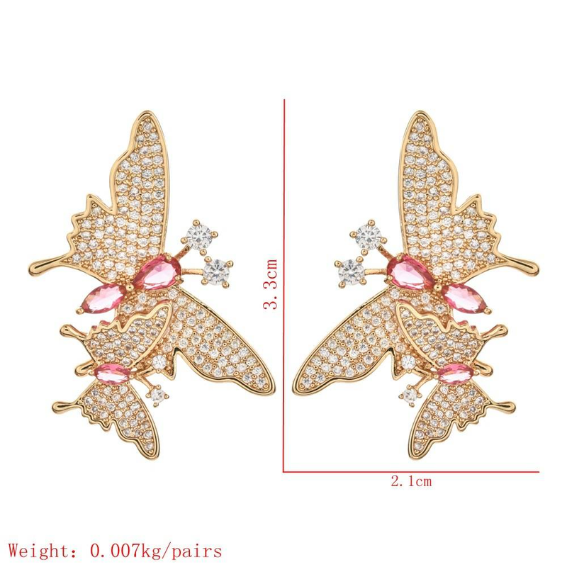 Nuovi orecchini classici da donna primaverili Orecchini per bambini con zirconi intarsiati a farfalla di dimensioni carine Orecchini per matrimoni eleganti e minimalisti per feste_voghion.com