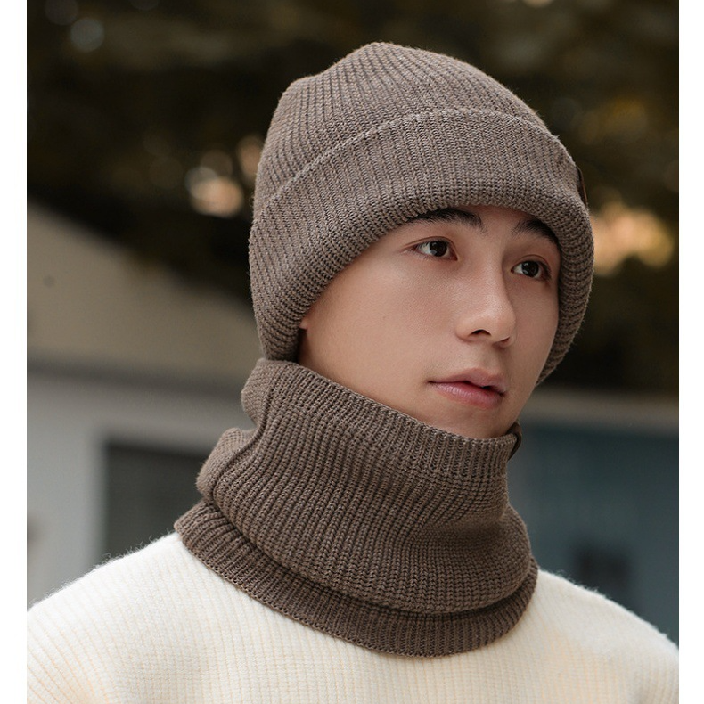 Uniszex dupla vastagított kötött sapka szett Hipster férfi vastagított arcvédő szélálló meleg sapka szett női_voghion.com