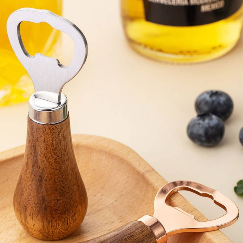 1PC Bierflaschenöffner Massivholzgriff Edelstahl Flaschenöffner für den Hausgebrauch_voghion.com