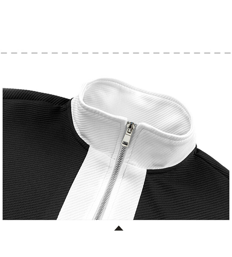 Herenkleding lente en herfst jeugd trend vrijetijdskleding kleur bijpassende opstaande kraag tweedelig sport herenpak_voghion.com