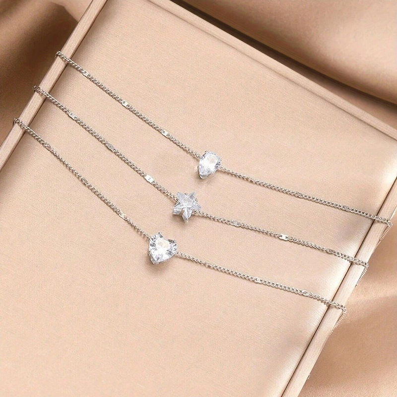 Women‘s Jewelry Multi Layer Five Pointed Star Heart Pear Zircon Pendant Necklace_voghion.com