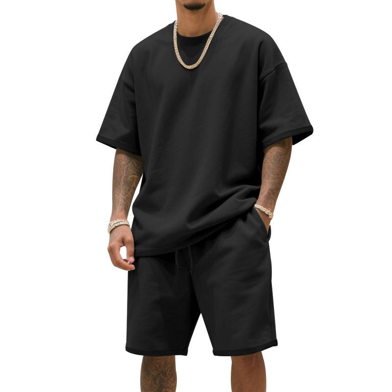 Vêtements d'été pour hommes, grande taille, tenue de sport, loisirs, ample, manches courtes, t-shirt, short_voghion.com