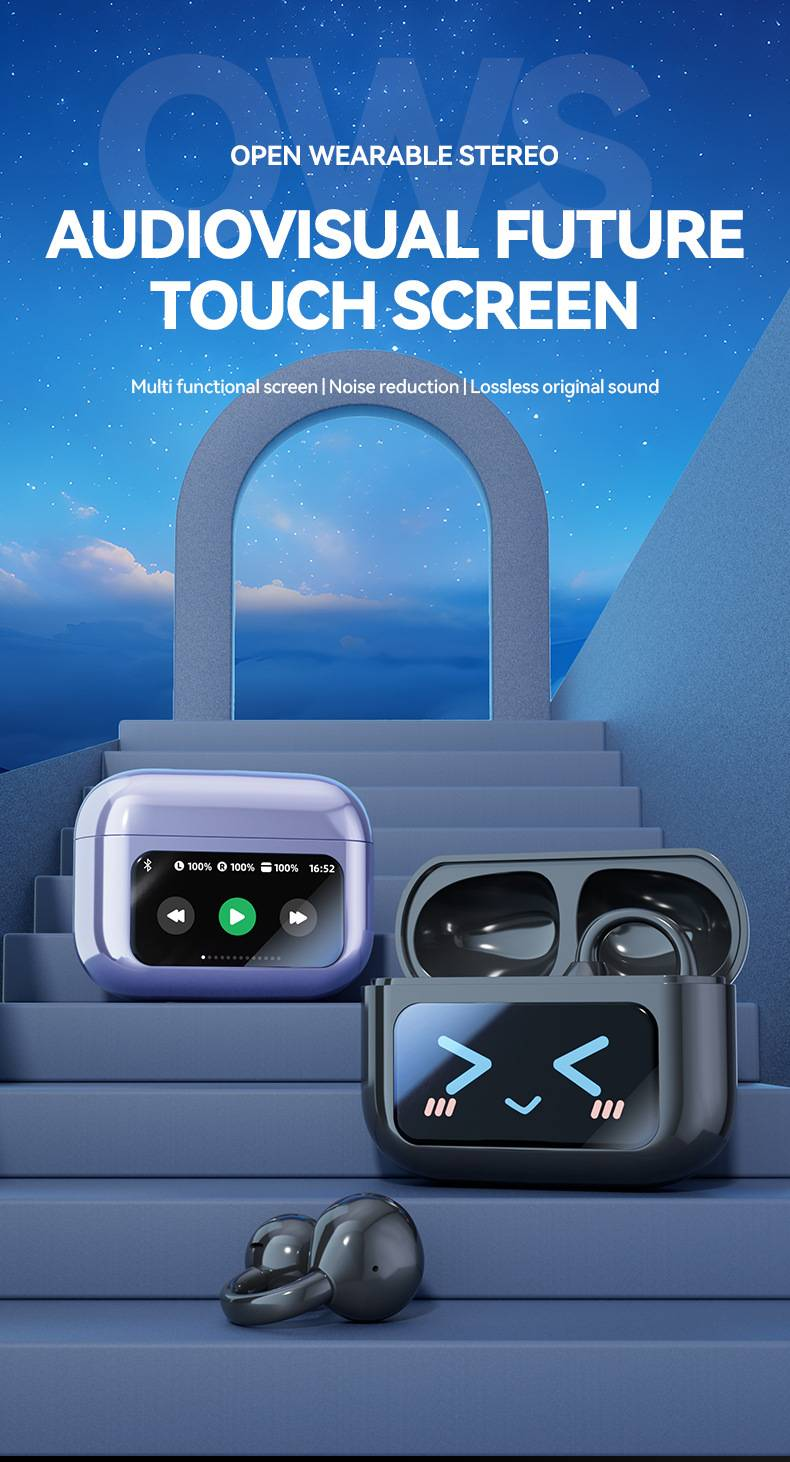 Écouteurs Bluetooth sans fil à clip tactile haut de gamme M100 pour un sport à conduction osseuse sans douleur à long terme_voghion.com