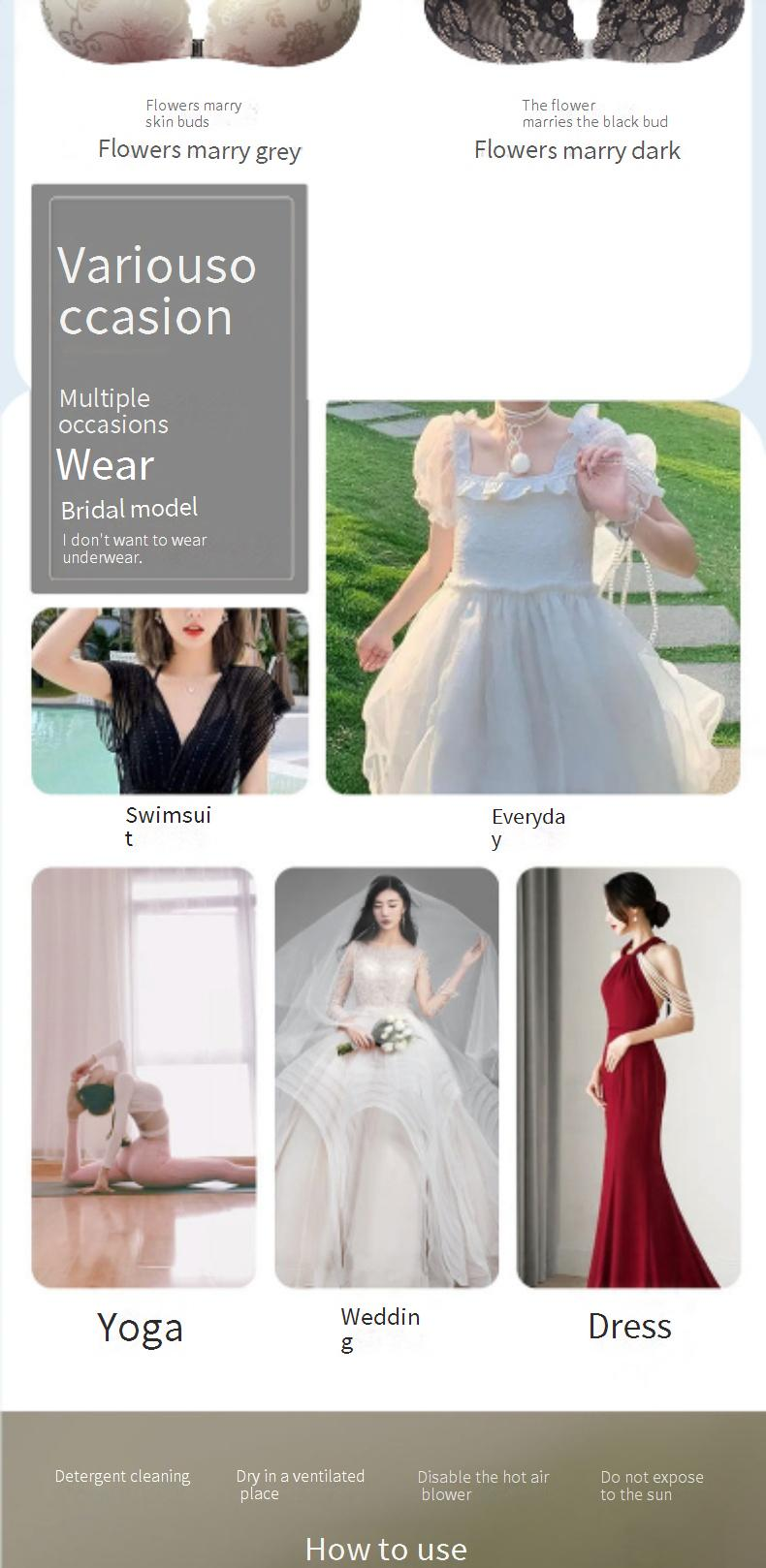 Underwear & Sleepwears Shell Lace Bra Stickers Breasts Gathered And Lifted Invisible Back Straps Silicone Bra Stickers For Wedding Dresses_voghion.com