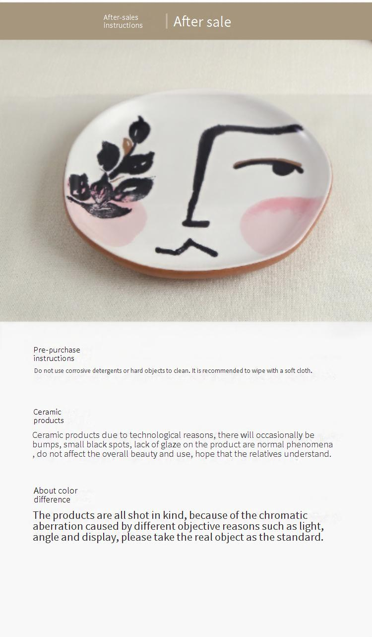 Abstract Face Design Coffee Mug Set - Minimalist Ceramic Cups With Saucers Artistic Oil Painting Style For Breakfast & Tea Time_voghion.com