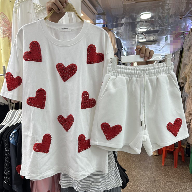 Vêtements pour femmes, t-shirts amples à manches courtes, hauts, short large à taille élastique, deux pièces, été_voghion.com