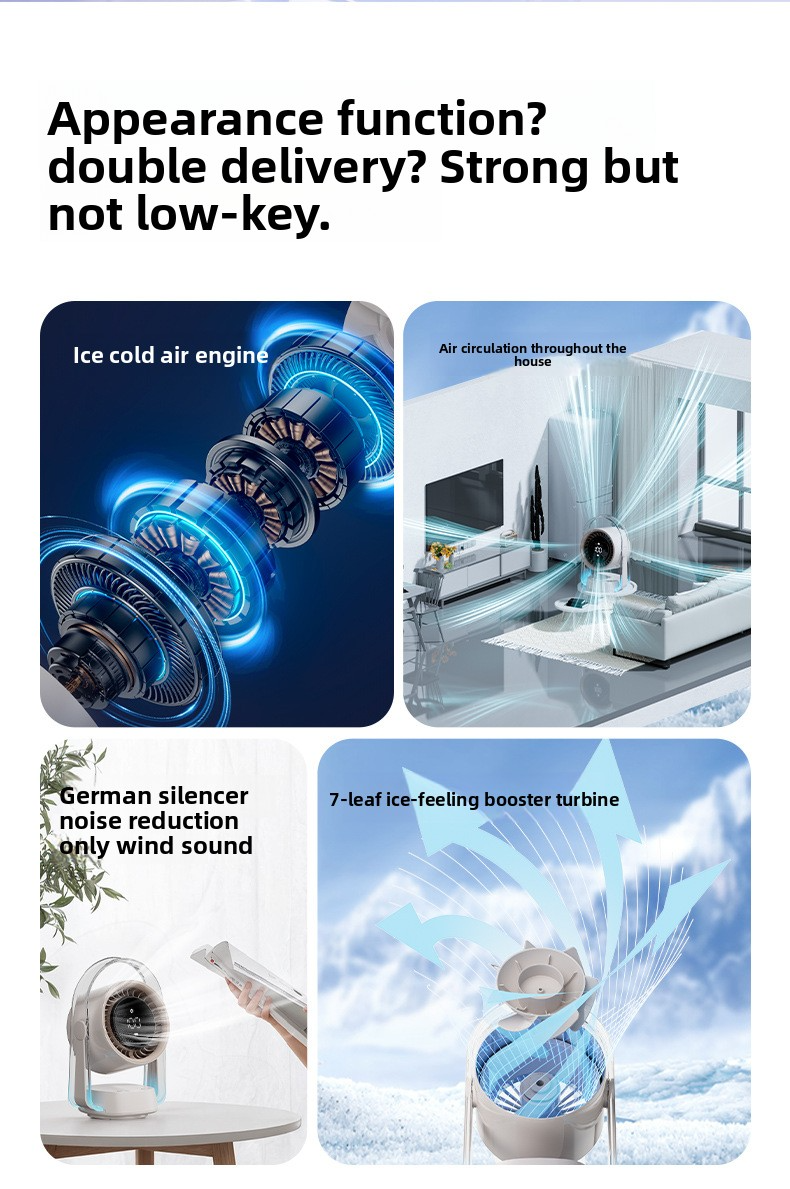 100-Speed 3D Floating Desk Fan - Turbo Cooling With Digital Display USB Rechargeable & Adjustable For Home/Office Use_voghion.com