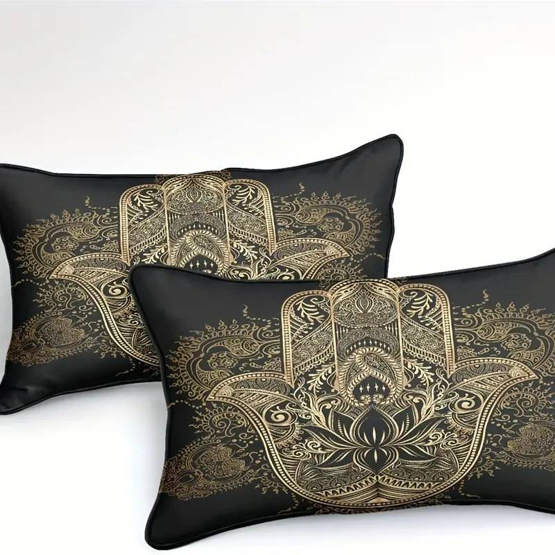 Set copripiumino bohémien nero e oro, tre pezzi_voghion.com