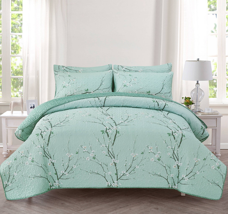 CG44 Snow Plum Bettbezug-Set, geeignet für Schlafzimmer und Wohnzimmer (1 * Tagesdecke + 2 * Kissenbezüge, kein Steppdeckenkern oder Kissenkern)_voghion.com