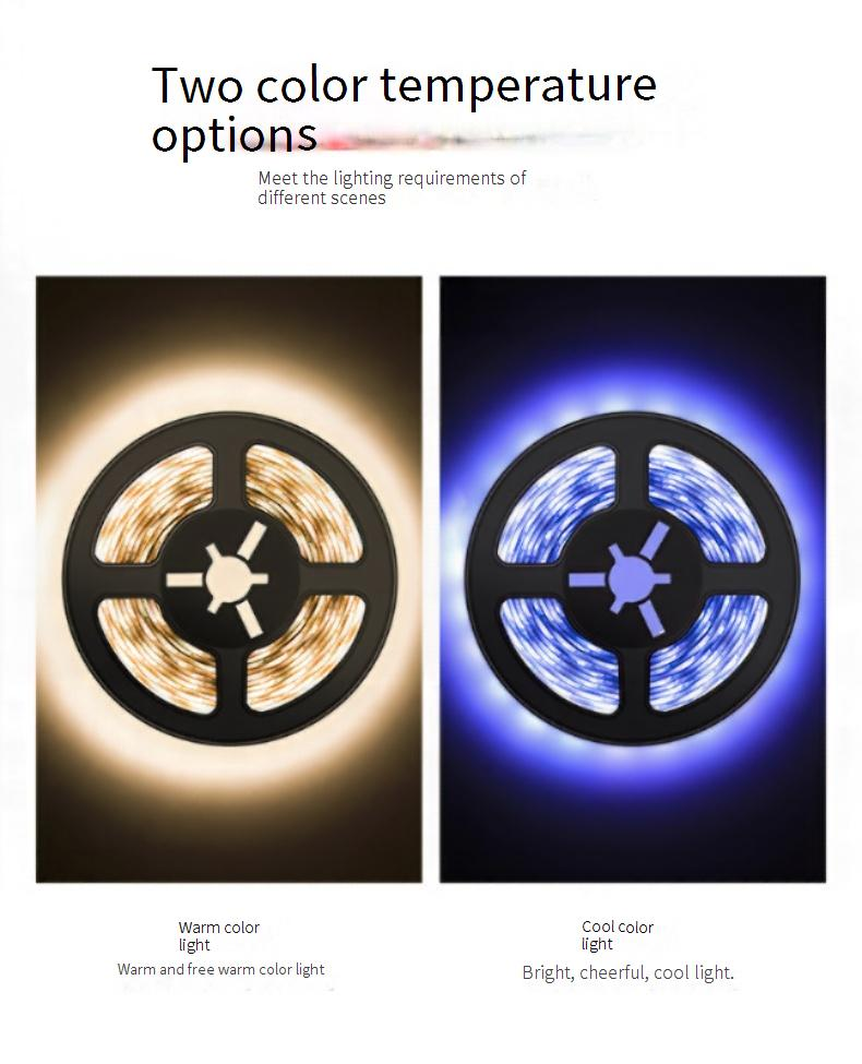 Smart Motion Sensor LED Cabinet Light Strip - 5V Battery-Powered, No Wiring Needed, Warm White, Ideal For Wardrobe & Kitchen_voghion.com