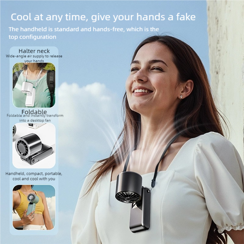 3600mAh Ice Pack Fan Foldable Semiconductor Refrigeration High Speed Turbofan Infinitely Variable Speed Handheld Electric Fan_voghion.com