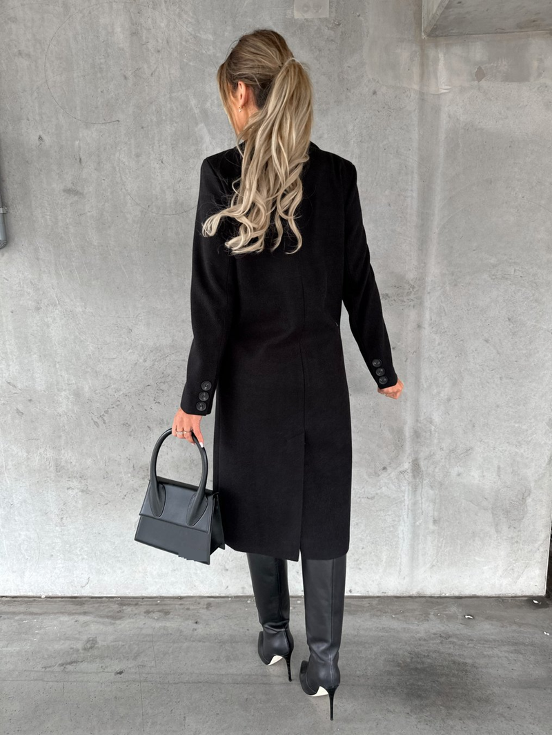 Herbst und Winter Modischer, einfacher langärmeliger, zweireihiger Wollmantel für Damen_voghion.com
